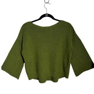 SALE! Kerisma Green Cropped Sweater with Wide Neck and Bell Sleeves Size M / L